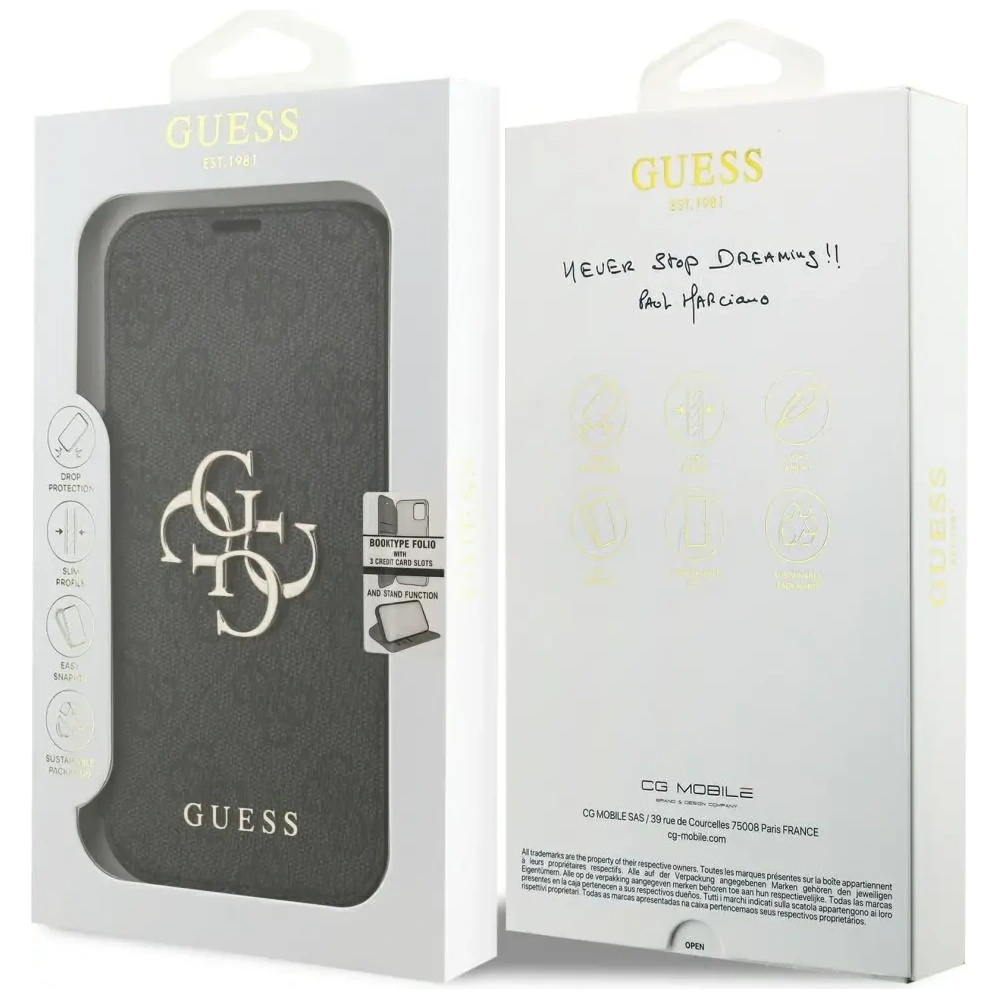 Etui Guess Book 4G Metal Logo do Apple iPhone 17 Pro czarny
