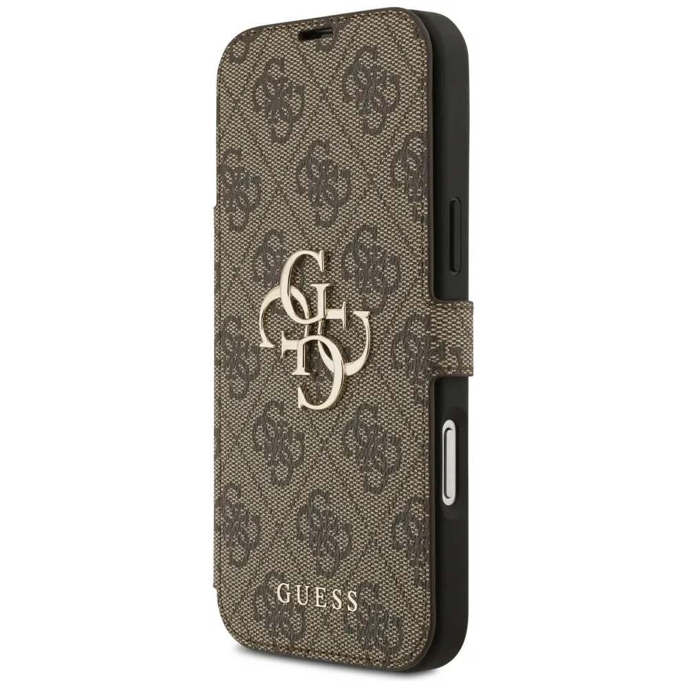 Etui Guess Book 4G Metal Logo do Apple iPhone 17 Pro Max brązowy