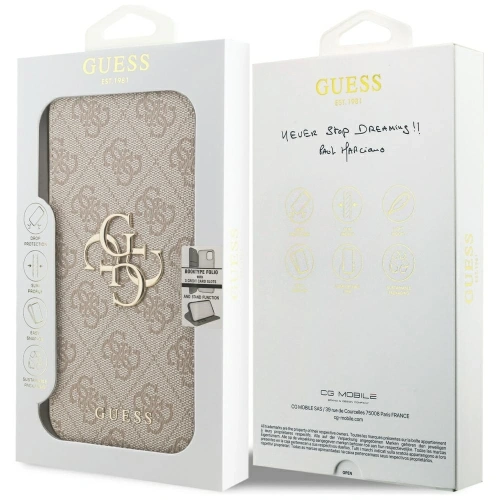 Etui Guess Book 4G Metal Logo do Apple iPhone 17 Pro Max różowy