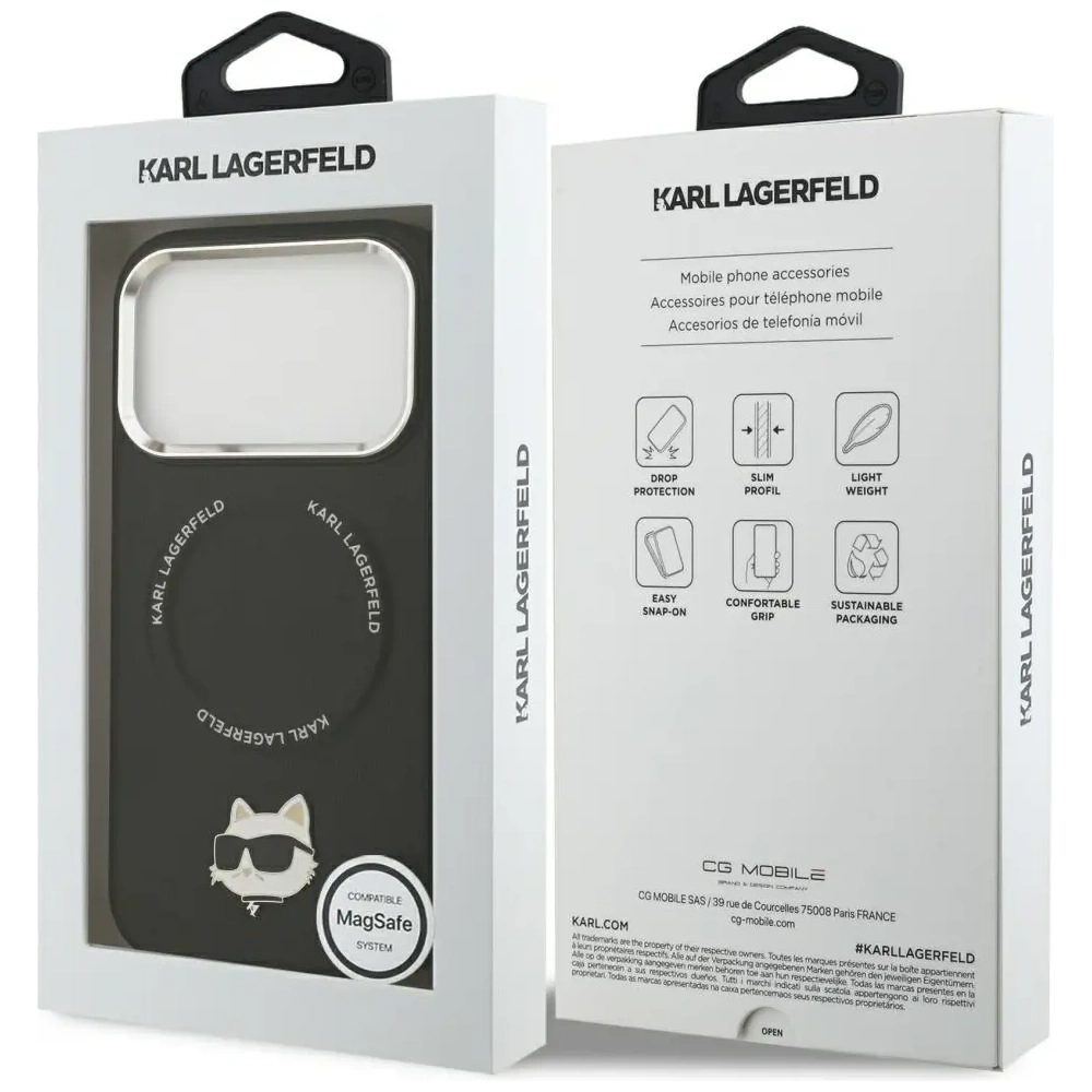Etui Karl Lagerfeld Choupette Pin MagSafe do Apple iPhone 17 Pro czarny