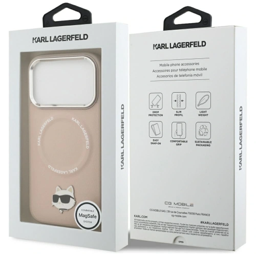 Etui Karl Lagerfeld Choupette Pin MagSafe do Apple iPhone 17 Pro Max różowy