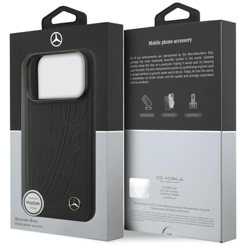 Etui Mercedes Leather Large Laurel Leave MagSafe do Apple iPhone 17 Pro czarny