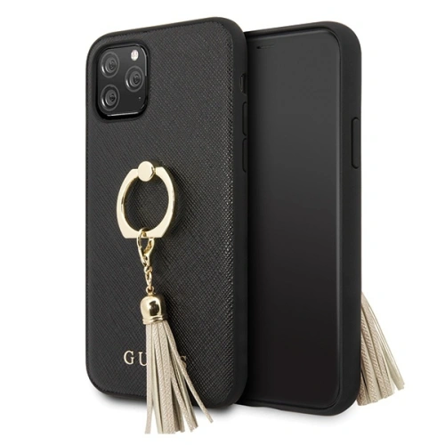 Kup Guess Apple Tasche GUHCN58RSSABK iPhone 11 Pro schwarz/schwarz Hartschalenetui Saffiano mit Ringständer - GUE557BLK - {ean13} - Sklep Home Screen