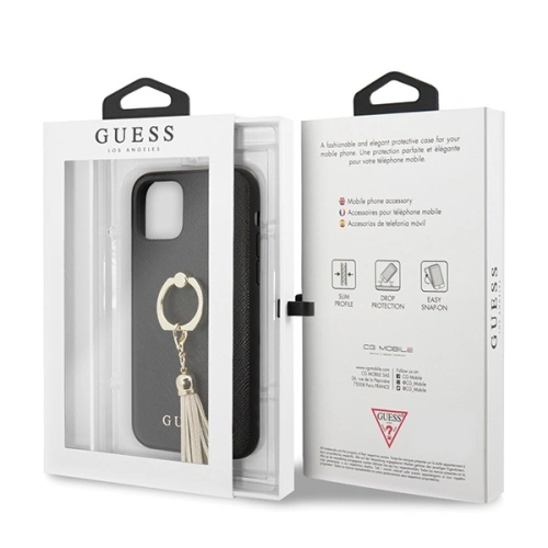 Kup Etui Guess GUHCN58RSSABK Apple iPhone 11 Pro czarny/black hard case Saffiano with ring stand - GUE557BLK - {ean13} - Sklep Home Screen