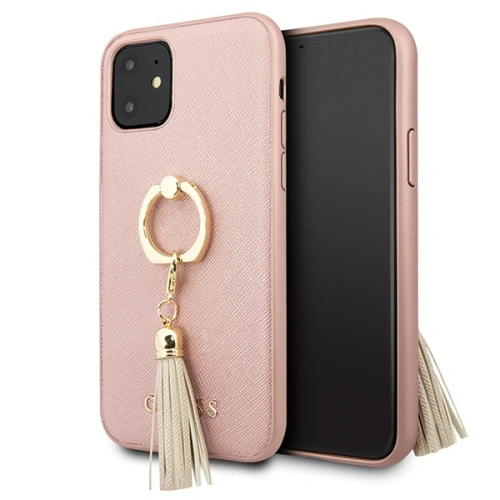 Kup Guess Apple Tasche GUHCN61RSSARG iPhone 11 rosa/rosa Hartschalenetui Saffiano mit Ringständer - GUE559PNK - {ean13} - Sklep Home Screen