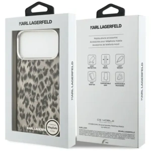 Etui Karl Lagerfeld IML Leopard Pattern MagSafe do Apple iPhone 17 Pro Max brązowy