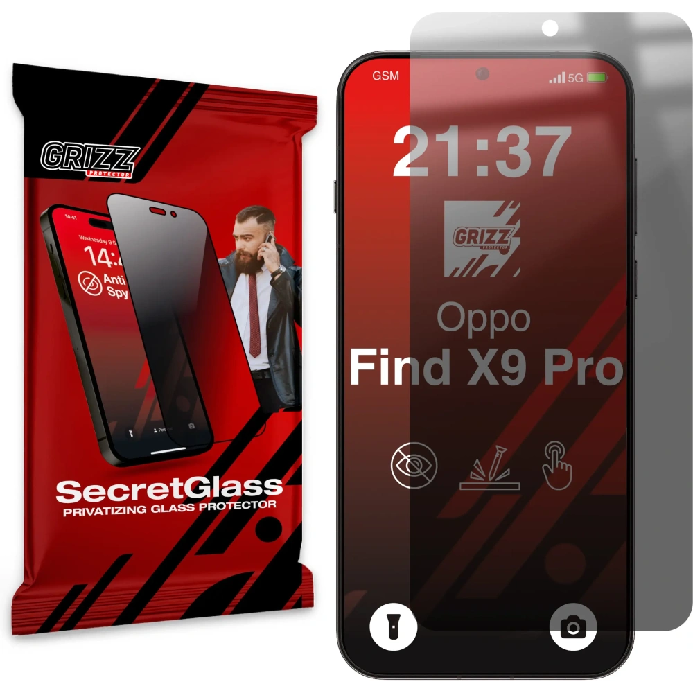 Matowe szkło prywatyzujące GrizzGlass SecretGlass do Oppo Find X9 Pro