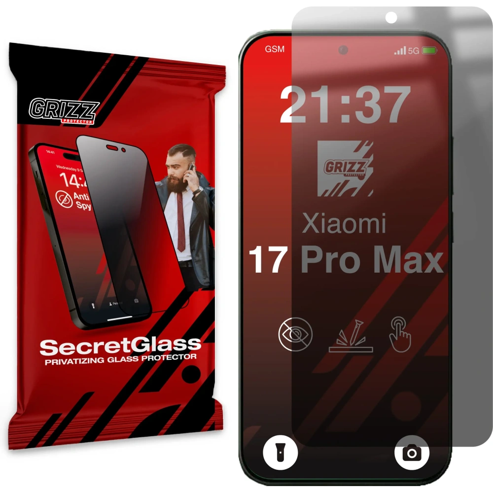 Matowe szkło prywatyzujące GrizzGlass SecretGlass do Xiaomi 17 Pro Max