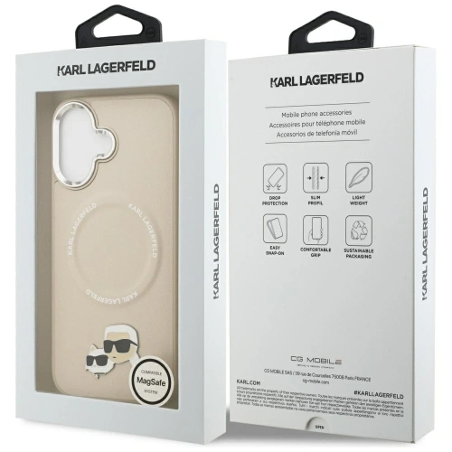 Etui Karl Lagerfeld Karl & Choupette Pins MagSafe do Apple iPhone 17 beżowy