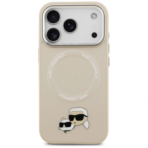 Etui Karl Lagerfeld Karl & Choupette Pins MagSafe do Apple iPhone 17 Pro beżowy