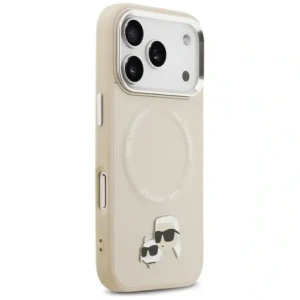 Etui Karl Lagerfeld Karl & Choupette Pins MagSafe do Apple iPhone 17 Pro beżowy