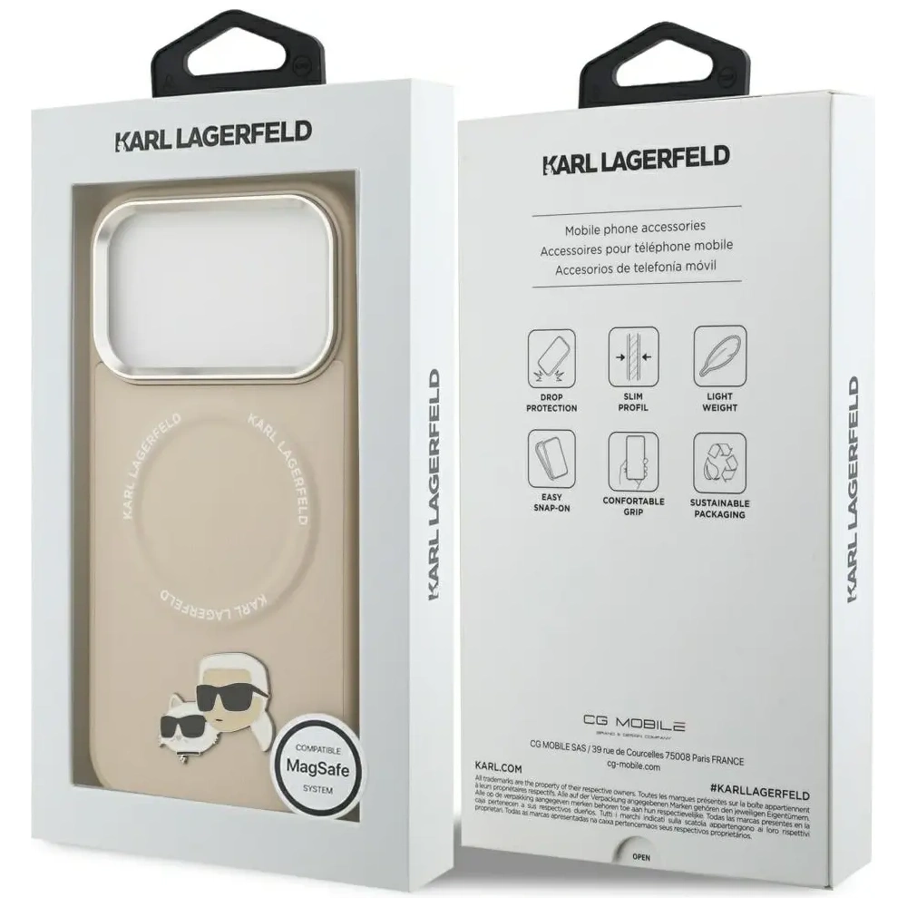 Etui Karl Lagerfeld Karl & Choupette Pins MagSafe do Apple iPhone 17 Pro beżowy