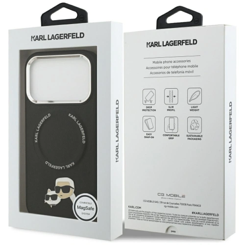 Etui Karl Lagerfeld Karl & Choupette Pins MagSafe do Apple iPhone 17 Pro czarny