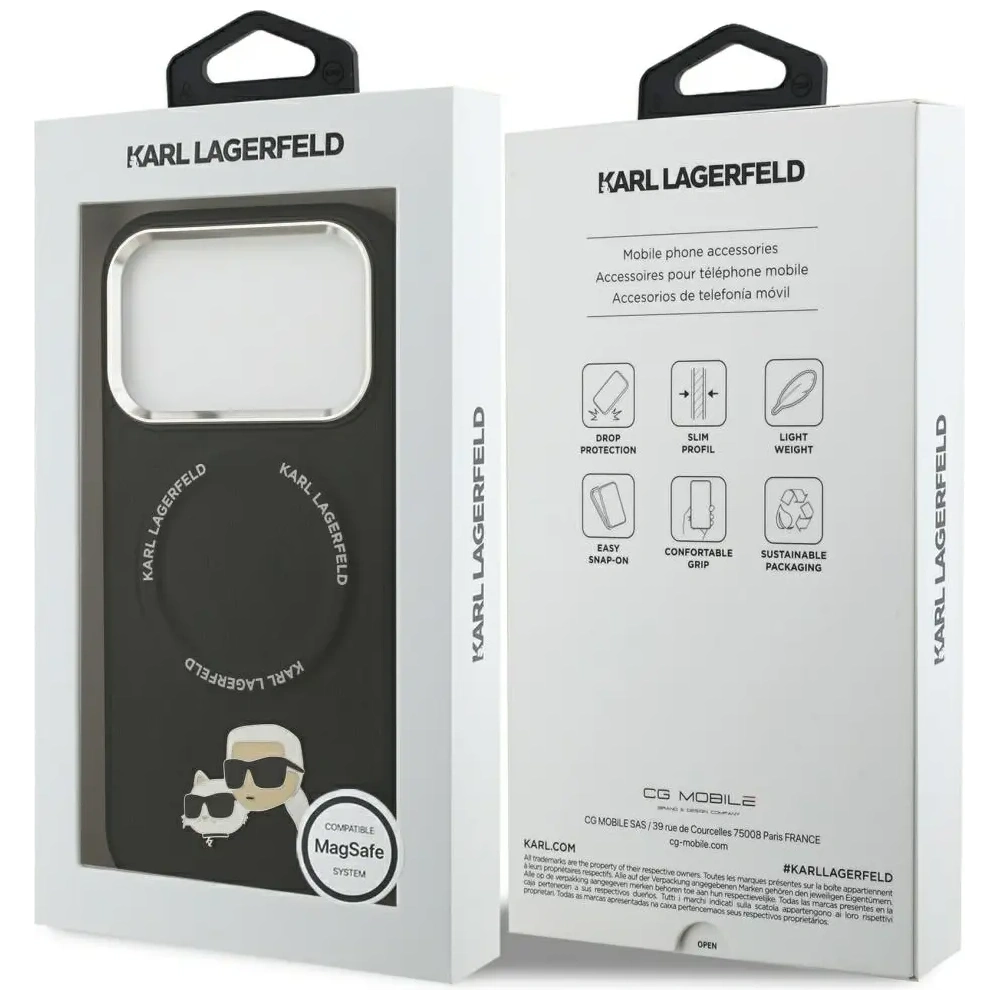 Etui Karl Lagerfeld Karl & Choupette Pins MagSafe do Apple iPhone 17 Pro czarny