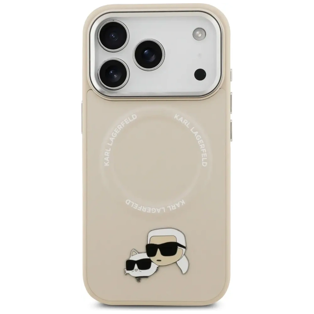 Etui Karl Lagerfeld Karl & Choupette Pins MagSafe do Apple iPhone 17 Pro Max beżowy
