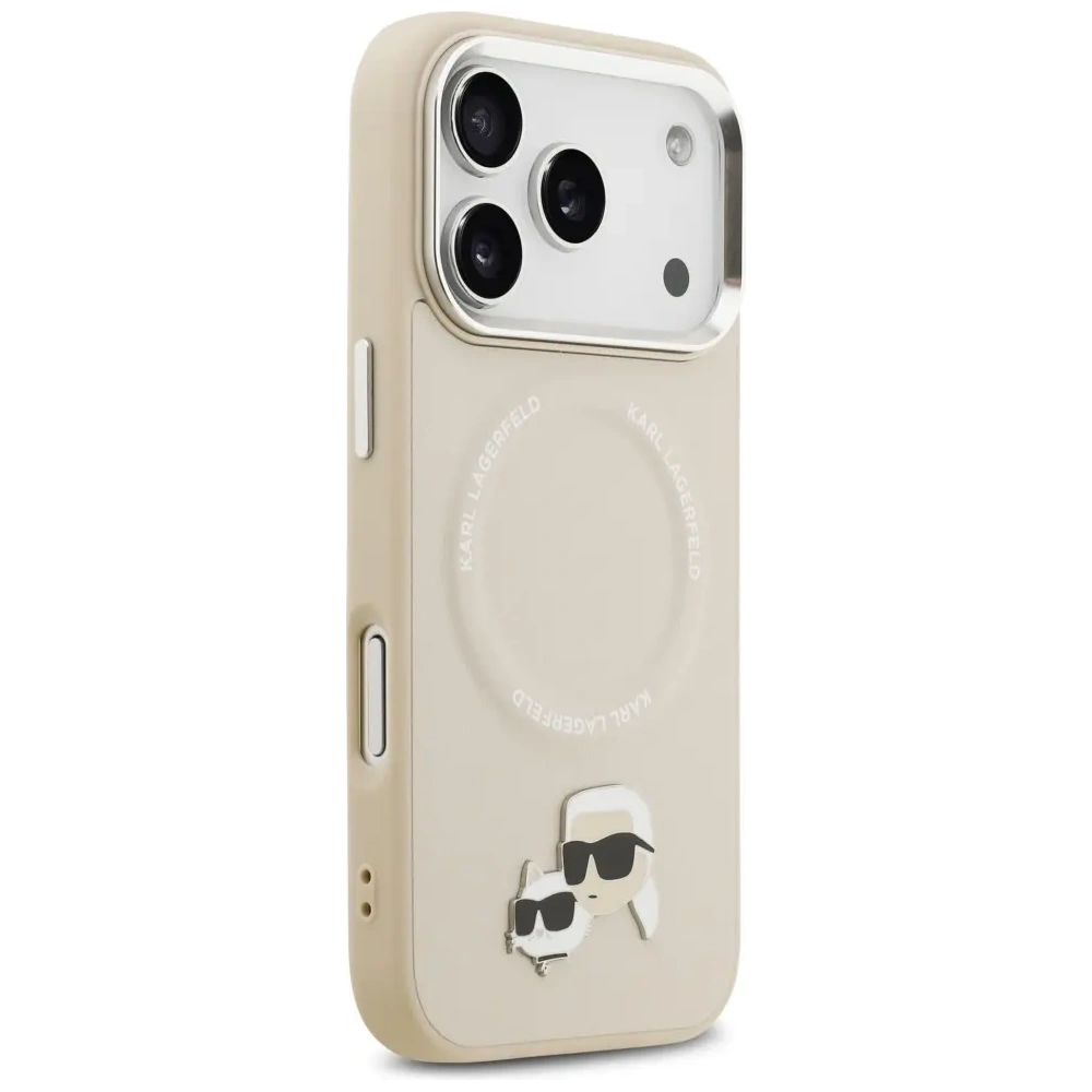 Etui Karl Lagerfeld Karl & Choupette Pins MagSafe do Apple iPhone 17 Pro Max beżowy