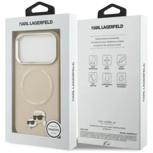 Etui Karl Lagerfeld Karl & Choupette Pins MagSafe do Apple iPhone 17 Pro Max beżowy