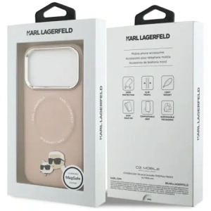 Etui Karl Lagerfeld Karl & Choupette Pins MagSafe do Apple iPhone 17 Pro Max różowy