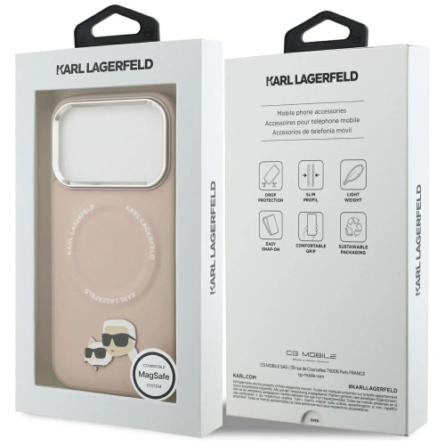 Etui Karl Lagerfeld Karl & Choupette Pins MagSafe do Apple iPhone 17 Pro różowy