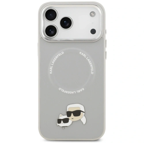 Etui Karl Lagerfeld Karl & Choupette Pins MagSafe do Apple iPhone 17 Pro szary