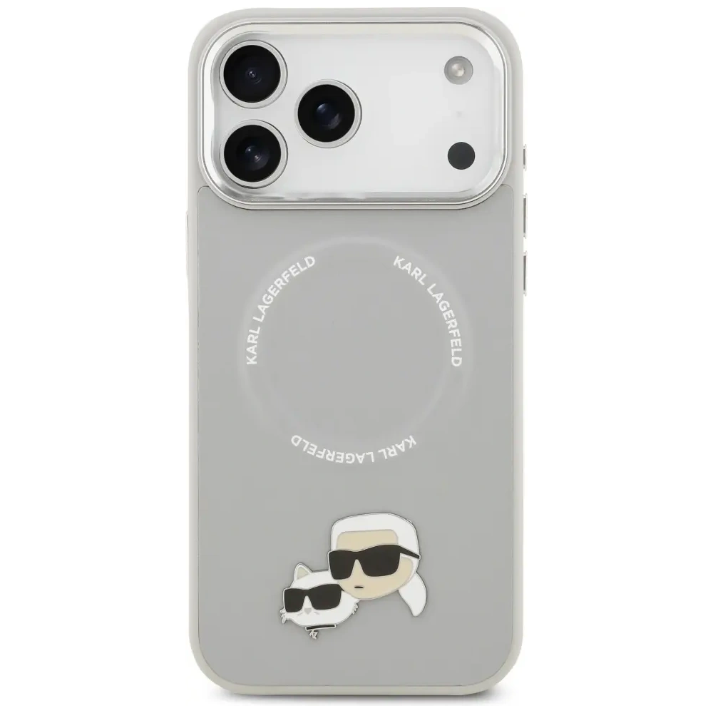 Etui Karl Lagerfeld Karl & Choupette Pins MagSafe do Apple iPhone 17 Pro szary