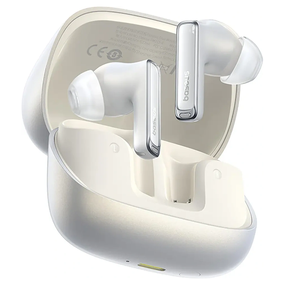 Bezprzewodowe słuchawki dokanałowe Baseus Bowie M2s Ultra TWS z interaktywnym ekranem białe