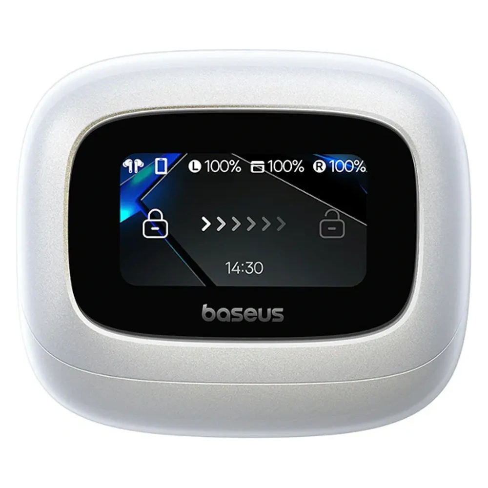 Bezprzewodowe słuchawki dokanałowe Baseus Bowie M2s Ultra TWS z interaktywnym ekranem białe
