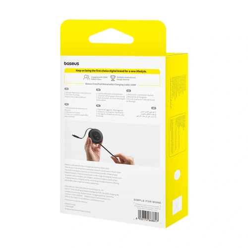 Kabel zwijany Baseus Free2Pull Mini 100W USB-C / USB-C 2m czarny