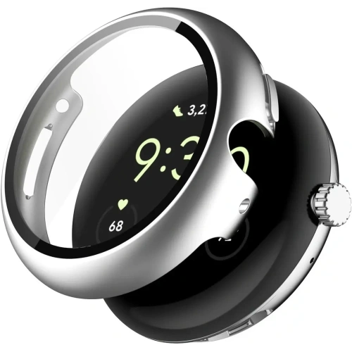 Etui ze szkłem do zegarka Bizon Case+Glass Watch do Google Pixel Watch 4 41mm matowe srebrne