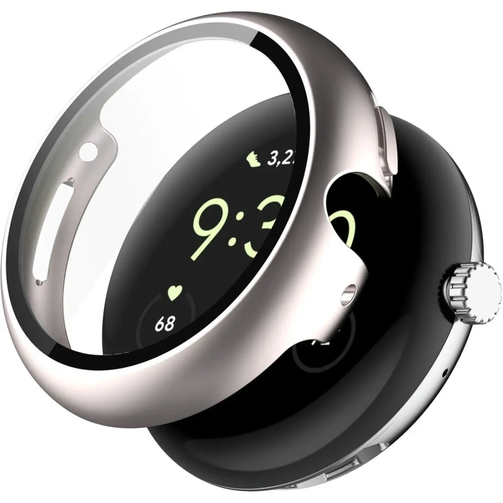 Etui ze szkłem do zegarka Bizon Case+Glass Watch do Google Pixel Watch 4 41mm satynowe szmapańskie