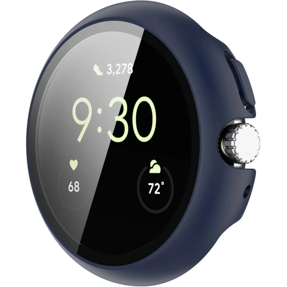Etui ze szkłem do zegarka Bizon Case+Glass Watch do Google Pixel Watch 4 41mm matowe granatowe