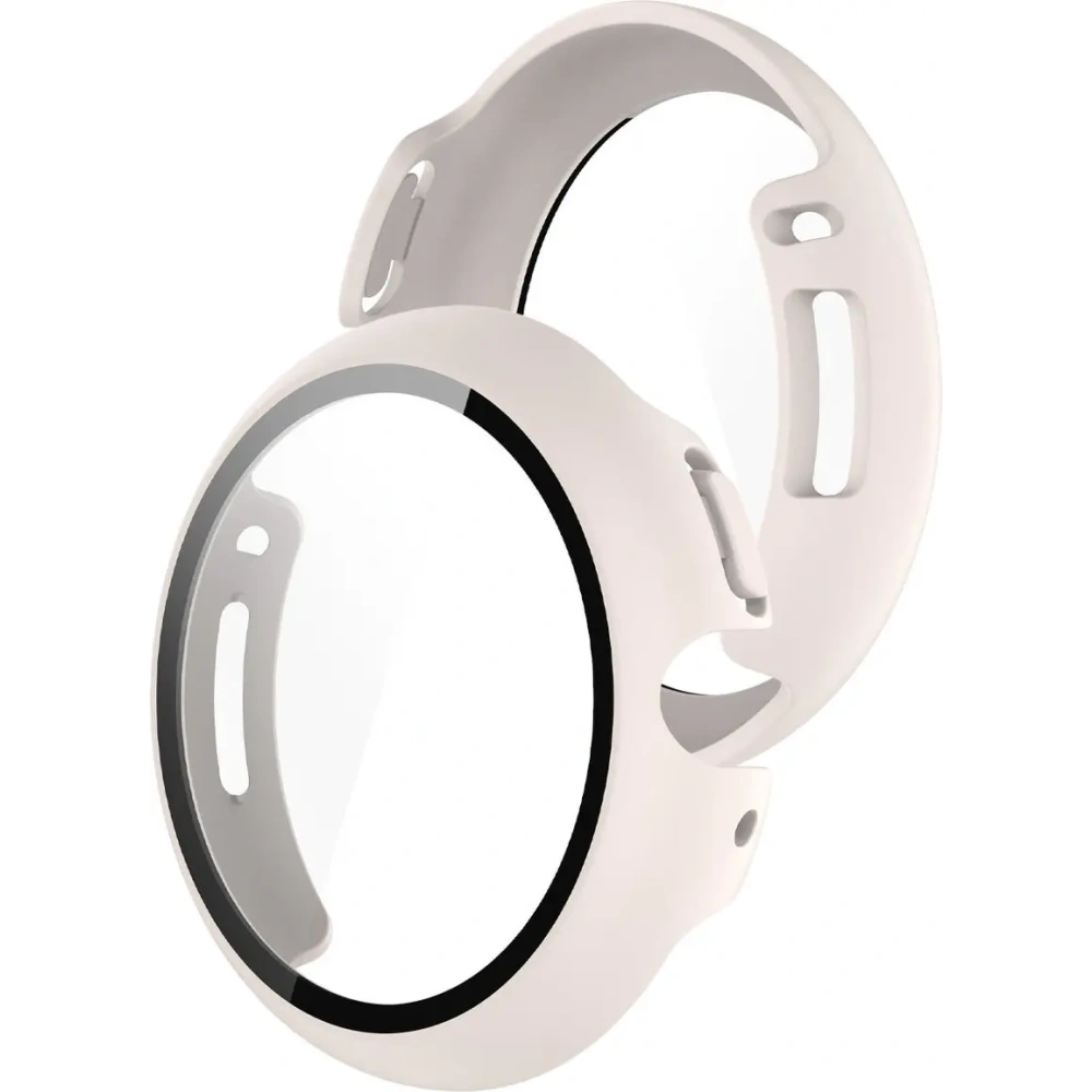 Etui ze szkłem do zegarka Bizon Case+Glass Watch do Google Pixel Watch 4 41mm matowe beżowe