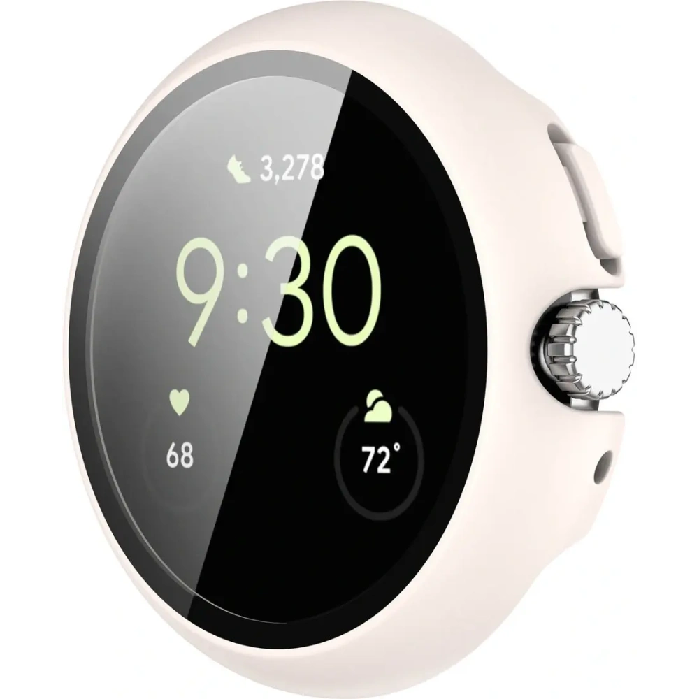 Etui ze szkłem do zegarka Bizon Case+Glass Watch do Google Pixel Watch 4 41mm matowe beżowe