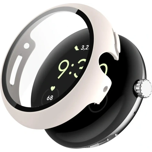 Etui ze szkłem do zegarka Bizon Case+Glass Watch do Google Pixel Watch 4 41mm matowe beżowe