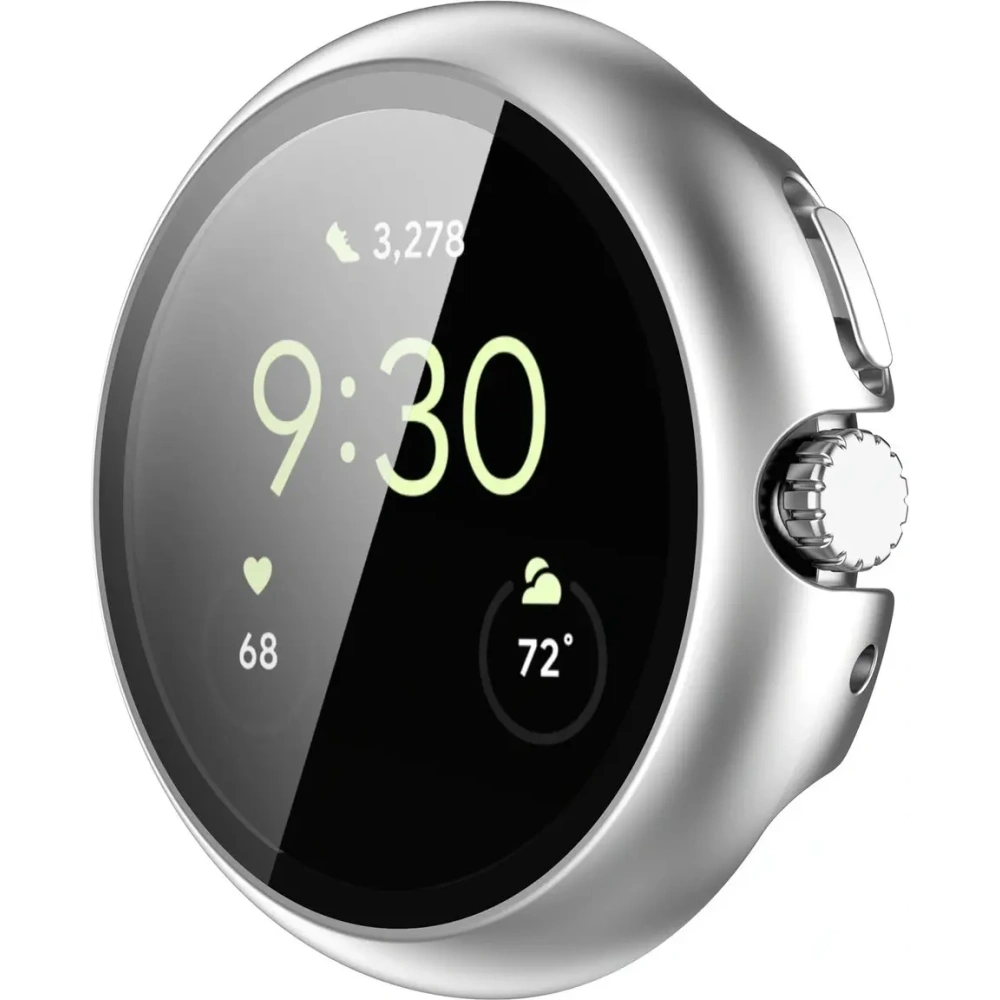 Etui ze szkłem do zegarka Bizon Case+Glass Watch do Google Pixel Watch 4 45mm matowe srebrne