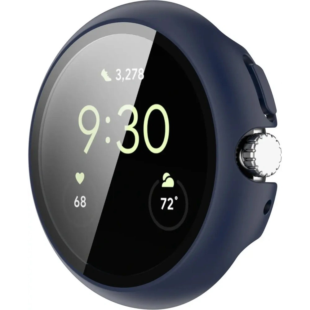 Etui ze szkłem do zegarka Bizon Case+Glass Watch do Google Pixel Watch 4 45mm matowe granatowe