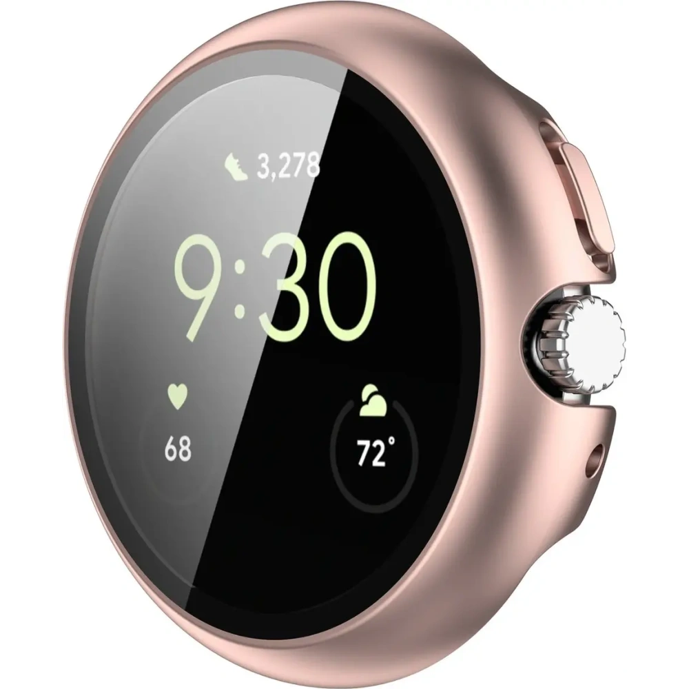 Etui ze szkłem do zegarka Bizon Case+Glass Watch do Google Pixel Watch 4 45mm różowozłote