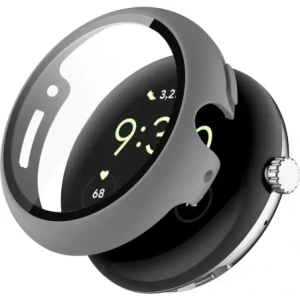 Etui ze szkłem do zegarka Bizon Case+Glass Watch do Google Pixel Watch 4 45mm matowe szare