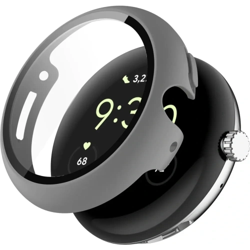 Etui ze szkłem do zegarka Bizon Case+Glass Watch do Google Pixel Watch 4 45mm matowe szare