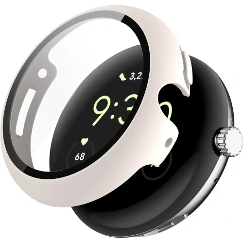 Etui ze szkłem do zegarka Bizon Case+Glass Watch do Google Pixel Watch 4 45mm matowe beżowe