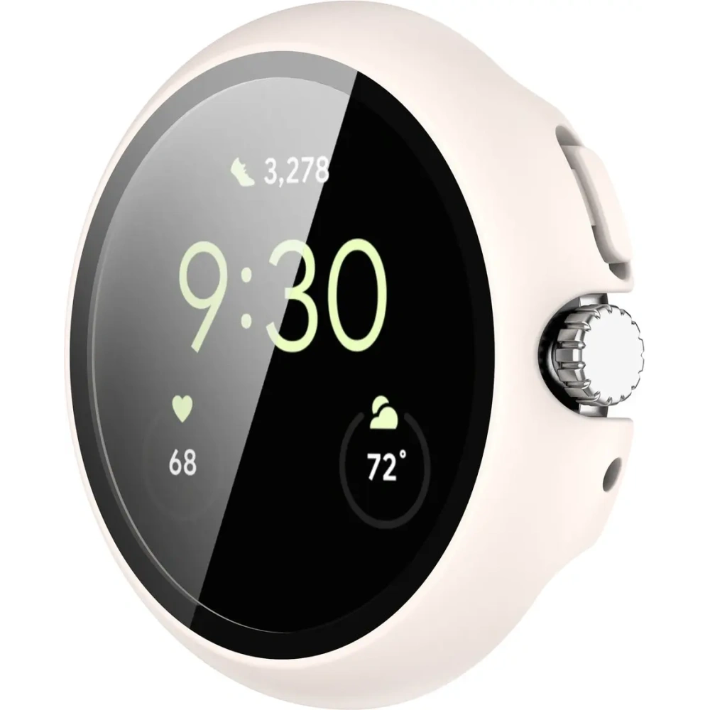 Etui ze szkłem do zegarka Bizon Case+Glass Watch do Google Pixel Watch 4 45mm matowe beżowe