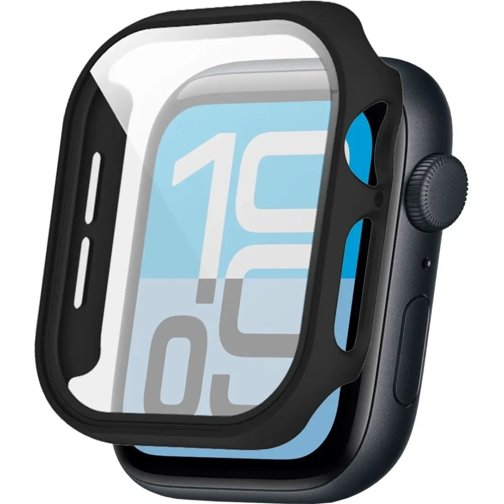 Etui ze szkłem do zegarka Bizon Case+Glass Watch do Apple Watch SE 3 / SE 2 / SE / 6 / 5 / 4 40mm matowe czarne