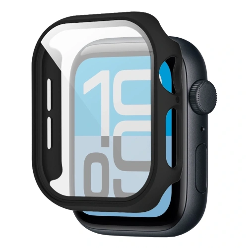 Etui ze szkłem do zegarka Bizon Case+Glass Watch do Apple Watch SE 3 / SE 2 / SE / 6 / 5 / 4 40mm matowe czarne