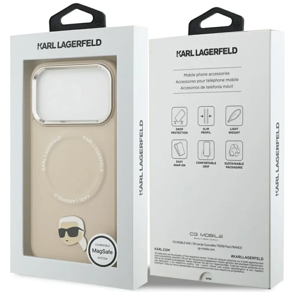 Etui Karl Lagerfeld Karl Pin MagSafe do Apple iPhone 17 Pro Max beżowy