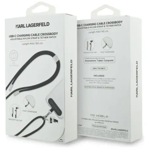 Uniwersalna smycz kabel Karl Lagerfeld CBDY Ikonik Charm USB-C / USB-C czarny