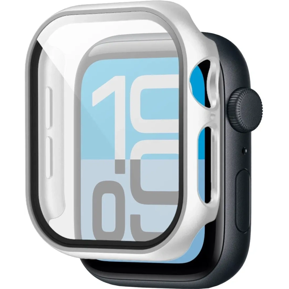 Etui ze szkłem do zegarka Bizon Case+Glass Watch do Apple Watch SE 3 / SE 2 / SE / 6 / 5 / 4 40mm matowe srebrne