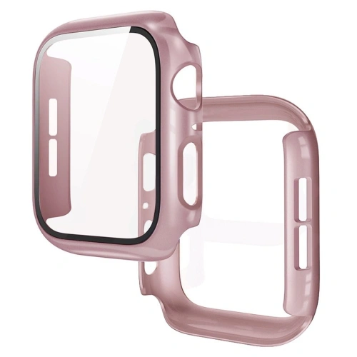 Etui ze szkłem do zegarka Bizon Case+Glass Watch do Apple Watch SE 3 / SE 2 / SE / 6 / 5 / 4 40mm różowozłote