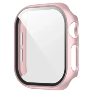 Etui ze szkłem do zegarka Bizon Case+Glass Watch do Apple Watch SE 3 / SE 2 / SE / 6 / 5 / 4 40mm różowozłote