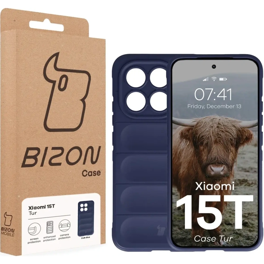 Pancerne etui Bizon Case Tur do Xiaomi 15T granatowe