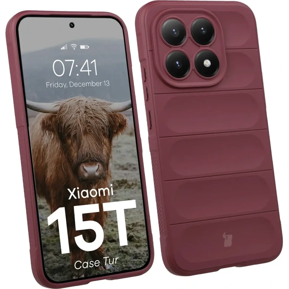 Pancerne etui Bizon Case Tur do Xiaomi 15T burgundowe